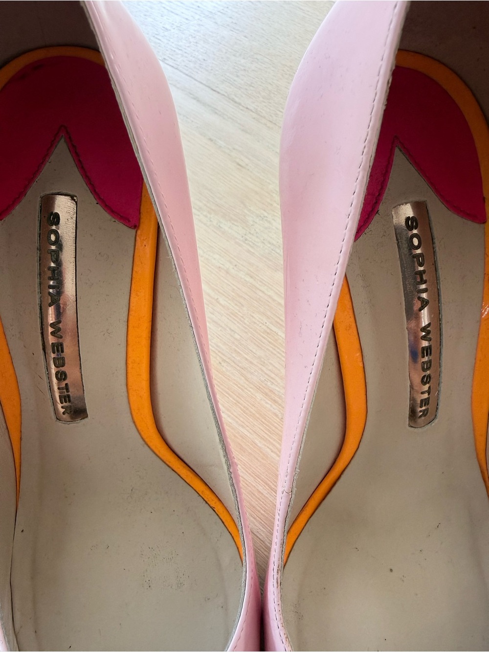 Sophia Webster Pink Pointed-Toe Pumps with 'Boss Lady' Appliqué - Picture 6 of 6